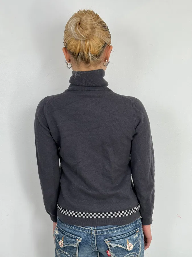 2000s Gucci Grey Wool Zip-up Cardigan Sweater - Image 3