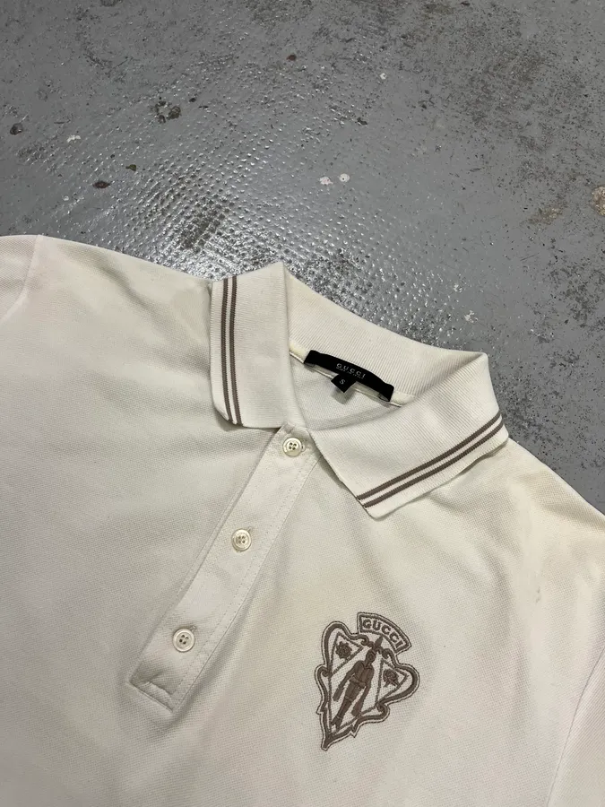 2000s Gucci Knight Brodery White Polo by Frida Giannini - Image 4