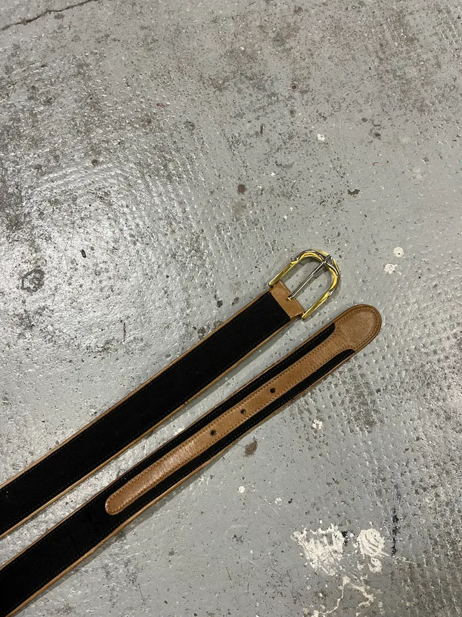 2000s Gucci Monogram Golden Buckle Leather Belt - Image 3