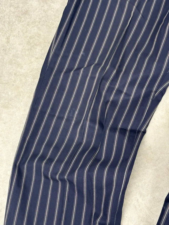 2000s Gucci Navy Pinstriped Viscose Classy Pants - Image 11