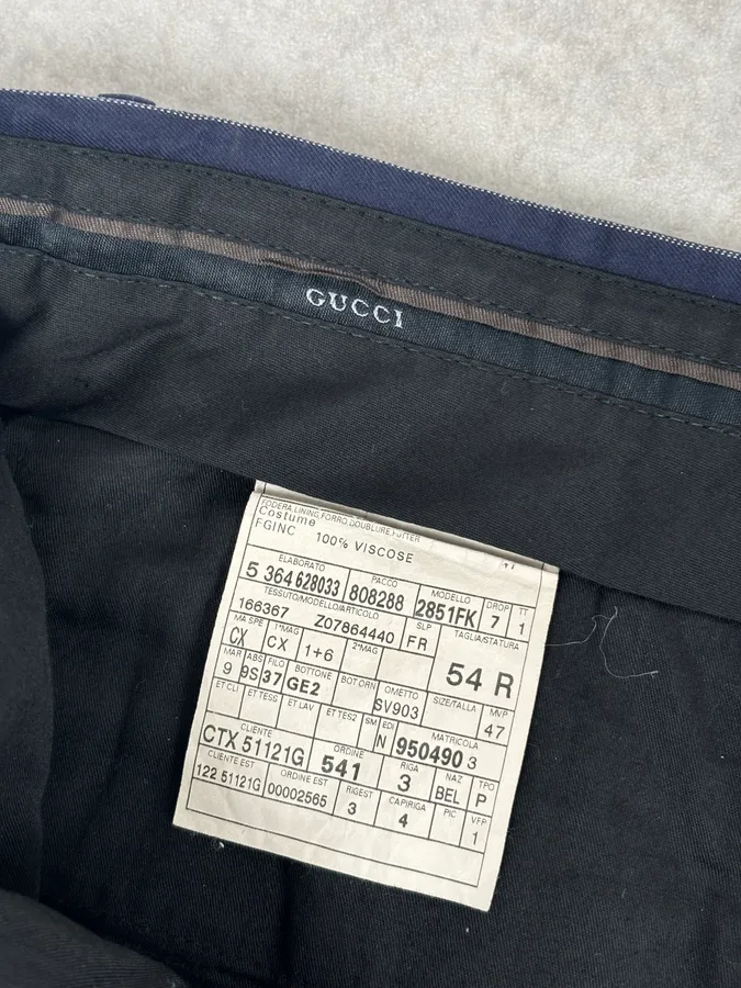 2000s Gucci Navy Pinstriped Viscose Classy Pants - Image 12