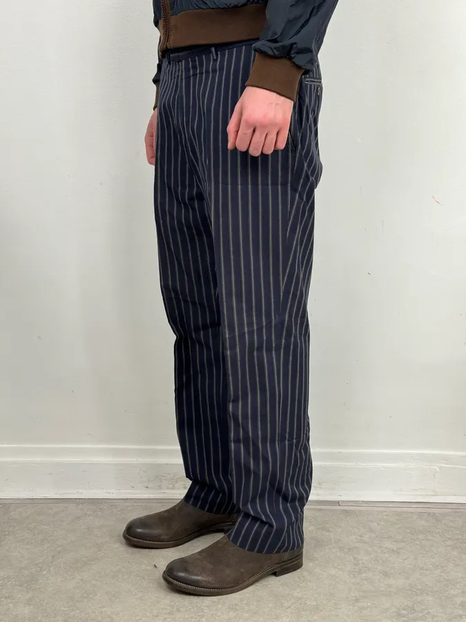 2000s Gucci Navy Pinstriped Viscose Classy Pants - Image 3