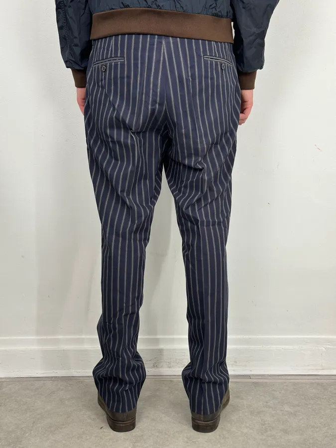 2000s Gucci Navy Pinstriped Viscose Classy Pants - Image 4