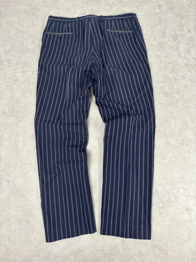 2000s Gucci Navy Pinstriped Viscose Classy Pants - Image 6