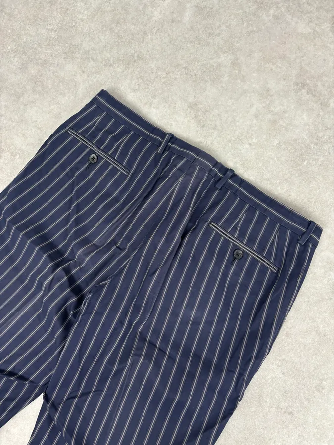 2000s Gucci Navy Pinstriped Viscose Classy Pants - Image 7
