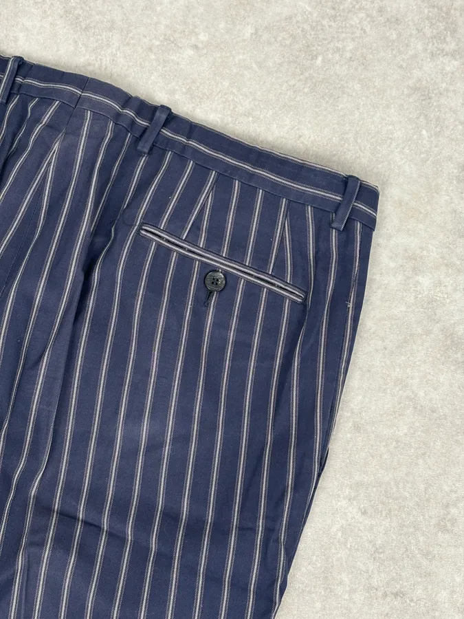 2000s Gucci Navy Pinstriped Viscose Classy Pants - Image 8