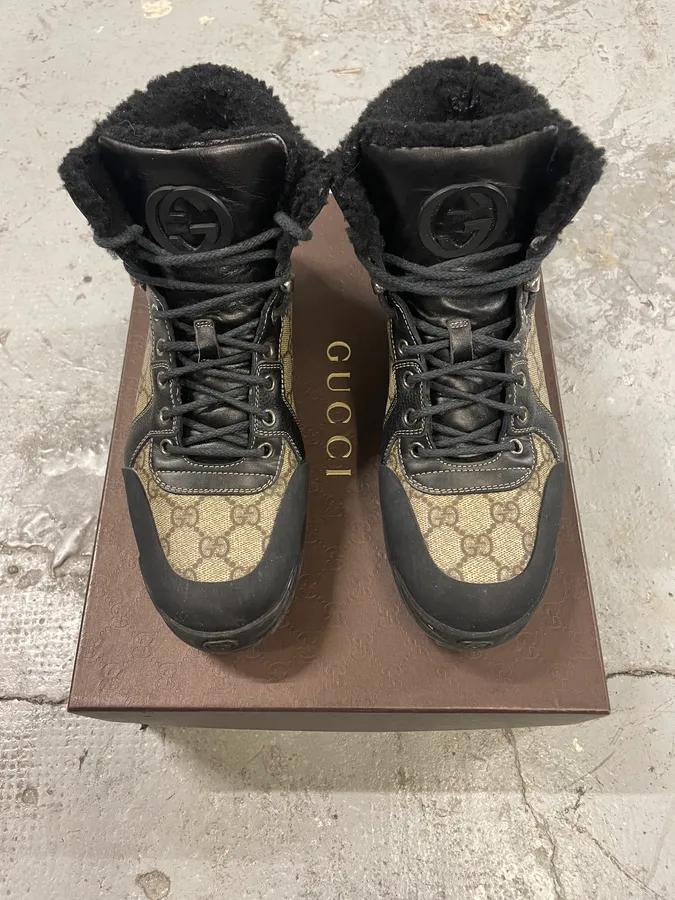 2000s Gucci Nebraska G Propaganda High Fur Boots - Image 2