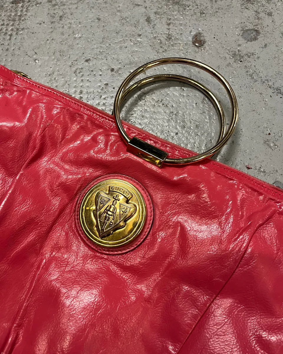 2000s Gucci Pink Leather Hysteria Babouska Handle Bag by Frida Giannini - Image 4