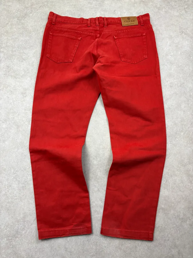 2000s Gucci Red Cozy Large Pants - Image 6