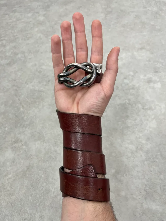 2000s Gucci Signature Brown Leather Belt - Image 2