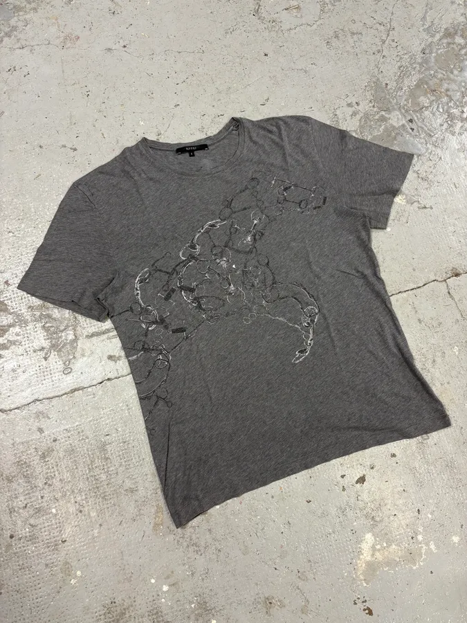 2000s Gucci Signature Horse Grey T-Shirt - Image 4