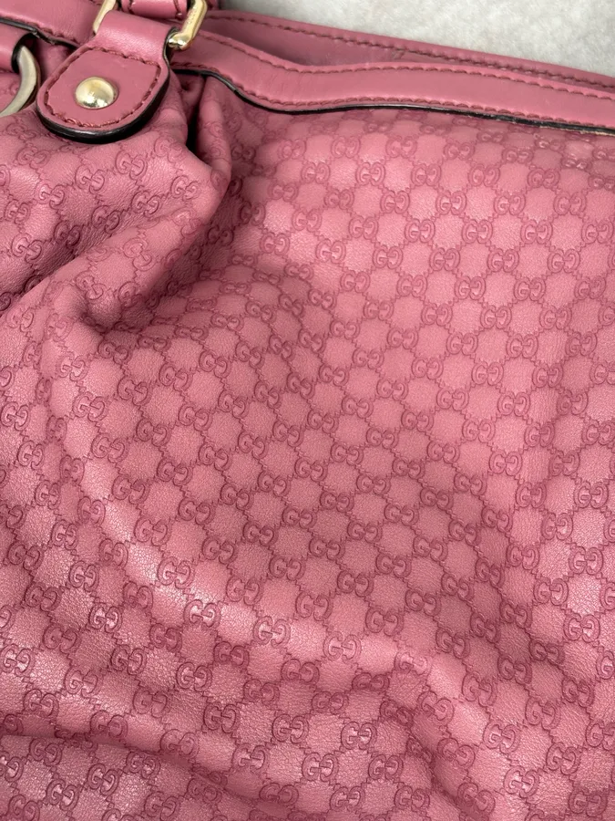 2000s Gucci Sukey Monogram Pink Leather Handle Bag - Image 12