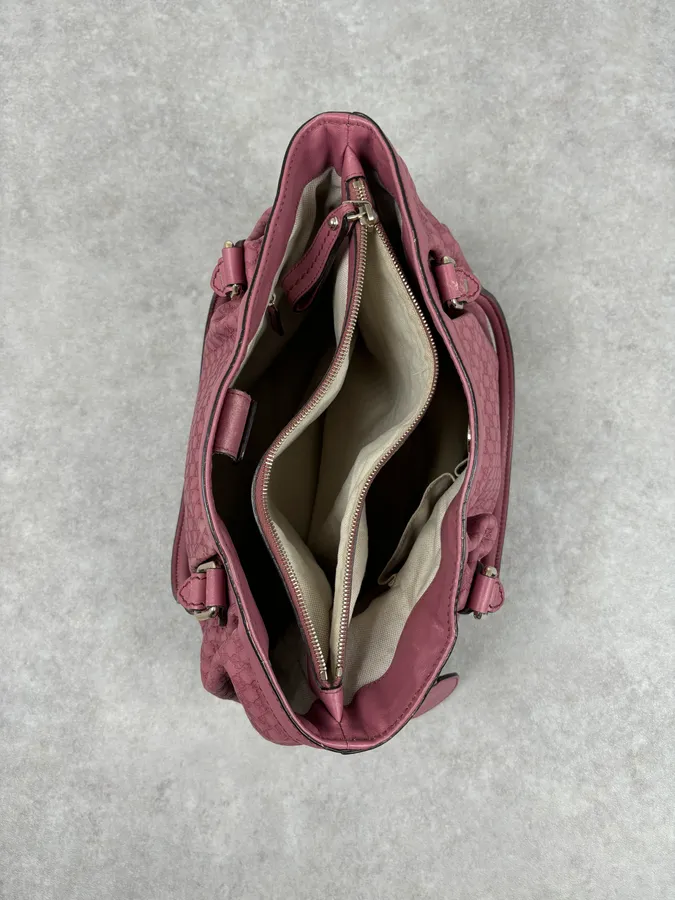 2000s Gucci Sukey Monogram Pink Leather Handle Bag - Image 14