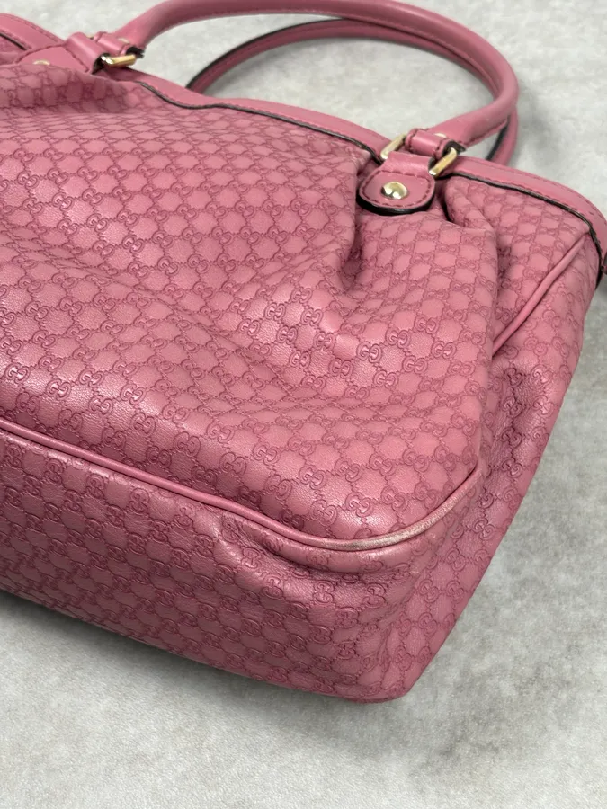 2000s Gucci Sukey Monogram Pink Leather Handle Bag - Image 9