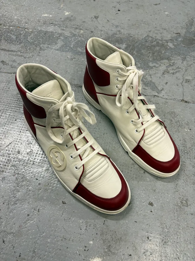 2000s Gucci White & Red High G Sneakers - Image 4