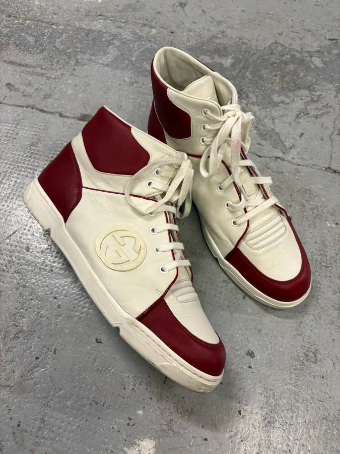 2000s Gucci White & Red High G Sneakers - Image 5