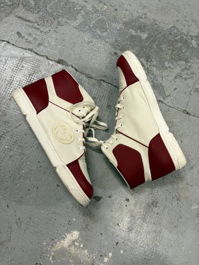 2000s Gucci White & Red High G Sneakers - Image 6
