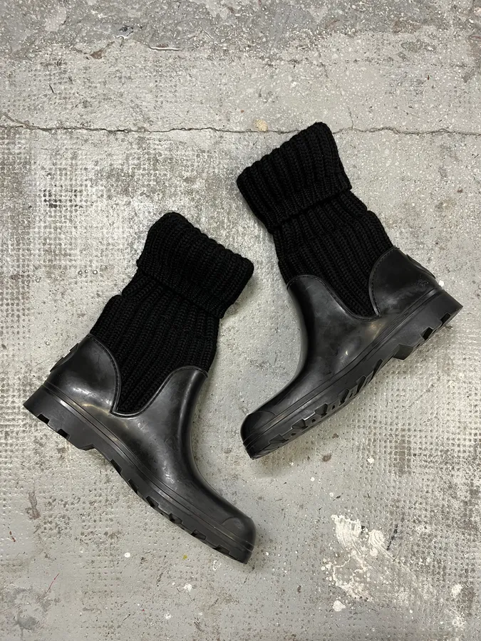 2000s Gucci Wool Hunter Black Boots - Image 4