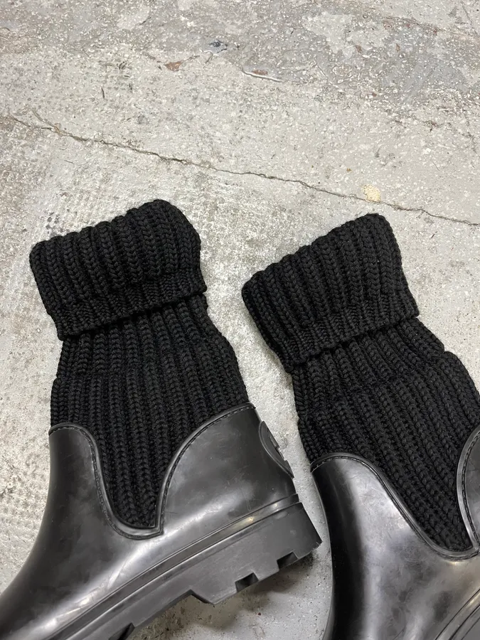 2000s Gucci Wool Hunter Black Boots - Image 6