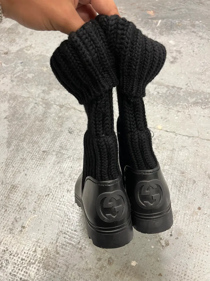 2000s Gucci Wool Hunter Black Boots - Image 7