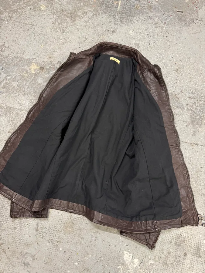 2000s Helmut Lang Brown Biker Leather Jacket - Image 11