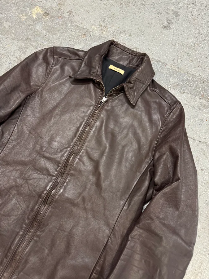 2000s Helmut Lang Brown Biker Leather Jacket - Image 4