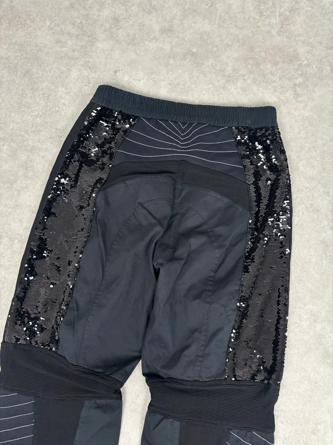 2000s Iceberg Black Cotton Sequin Biker Pants - Image 7