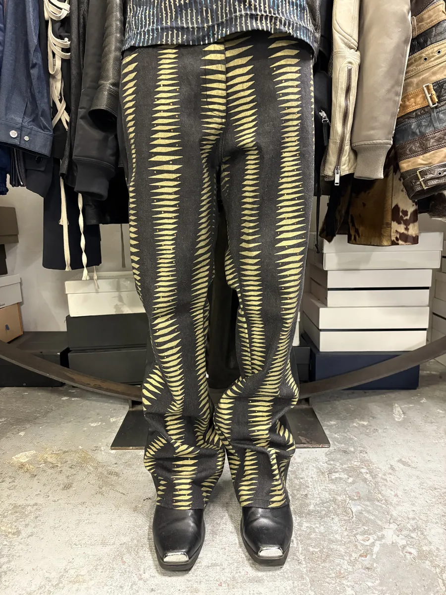 2000s Iceberg Black & Yellow Striped Irregular Faux Leather Pants - Image 4