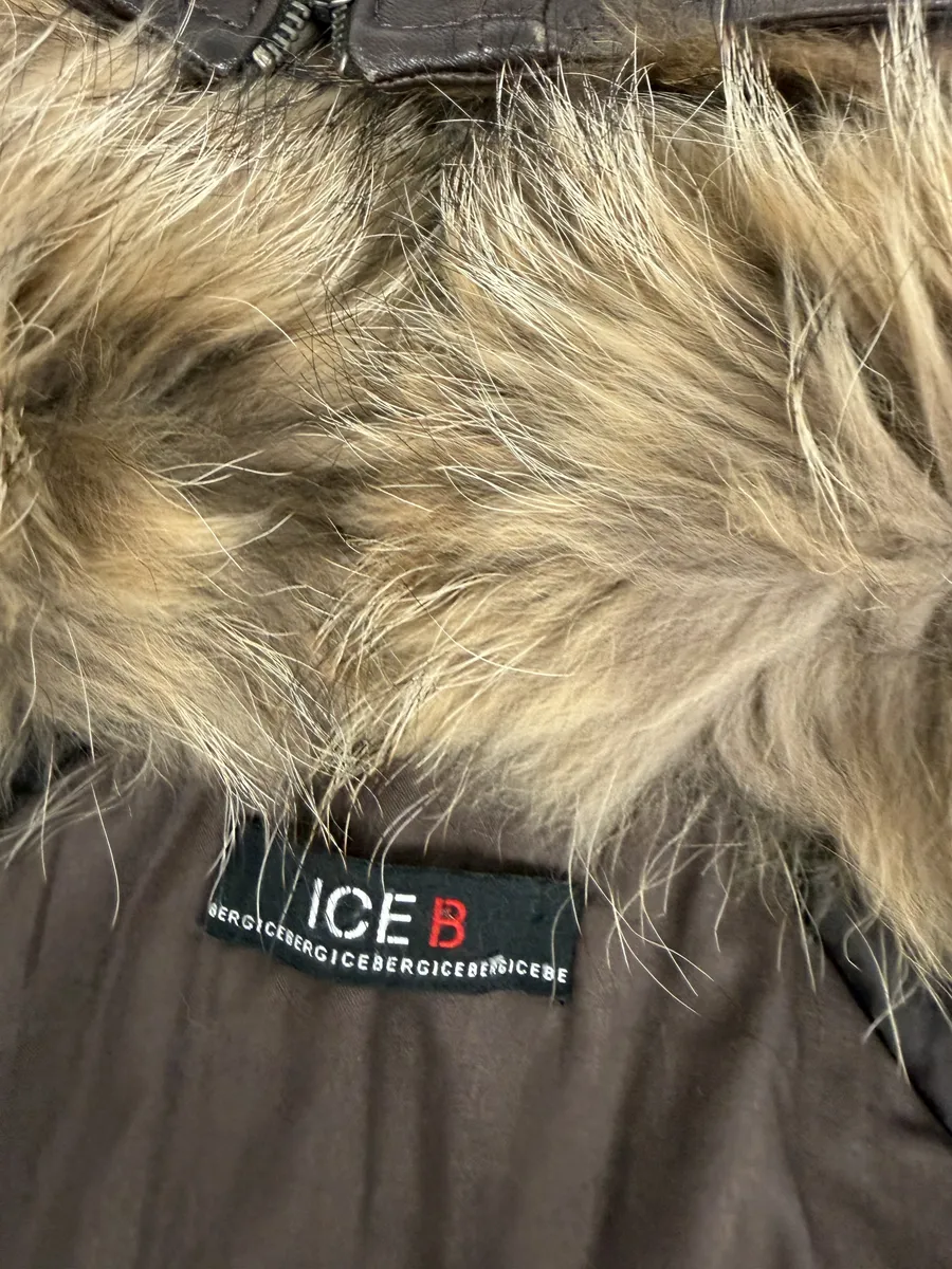 2000s Iceberg Brown Leather Aviator Fur Hooded Bomber Jacket - Image 7