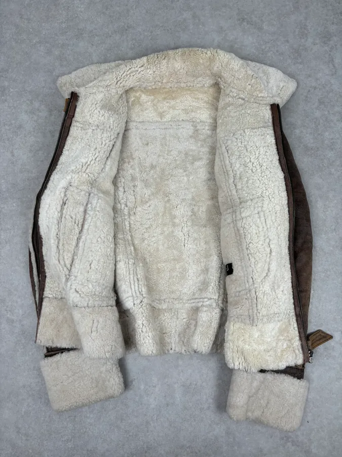 2000s Iceberg Brown Shearling Aviator Leather Jacket - Image 7