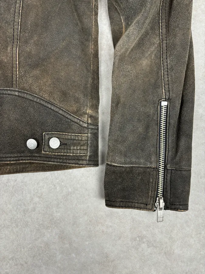 2000s Iceberg Premium Grey Suede Leather Jacket - Image 10