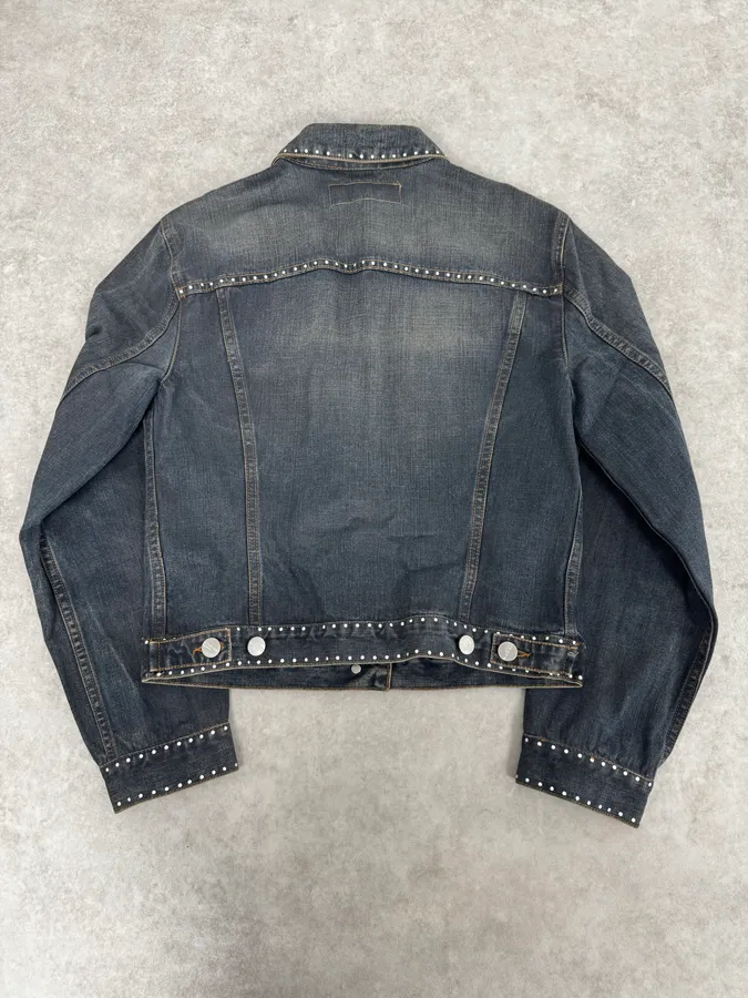 2000s Iceberg Studded Blue Denim Jacket - Image 4