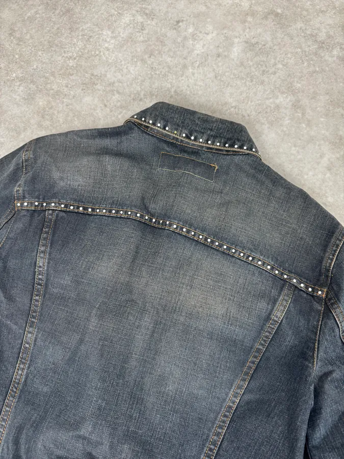 2000s Iceberg Studded Blue Denim Jacket - Image 6