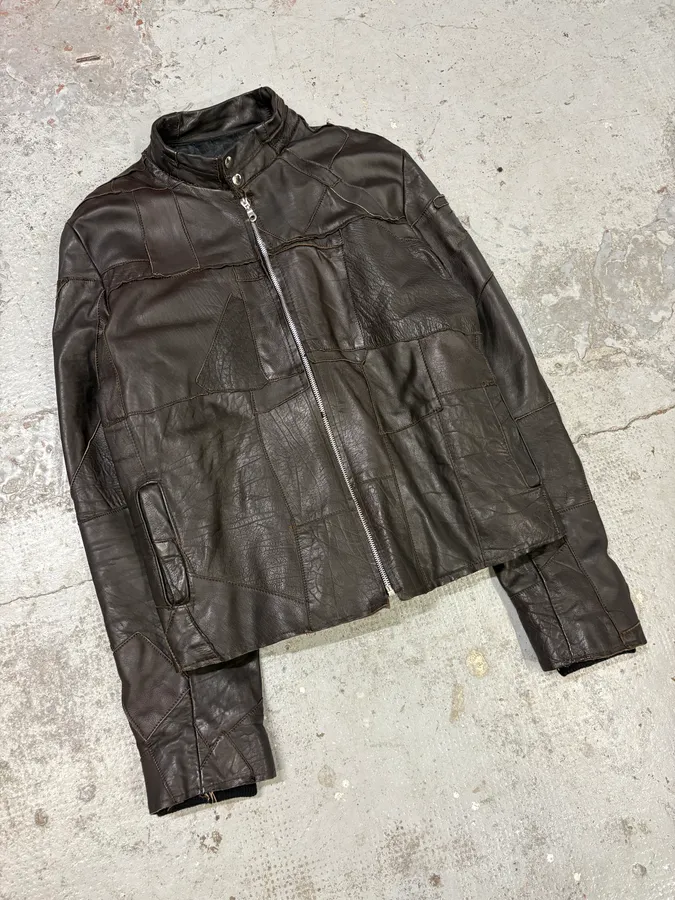 2000s Imperial Brown Patchwork Leather Jacket - Image 4