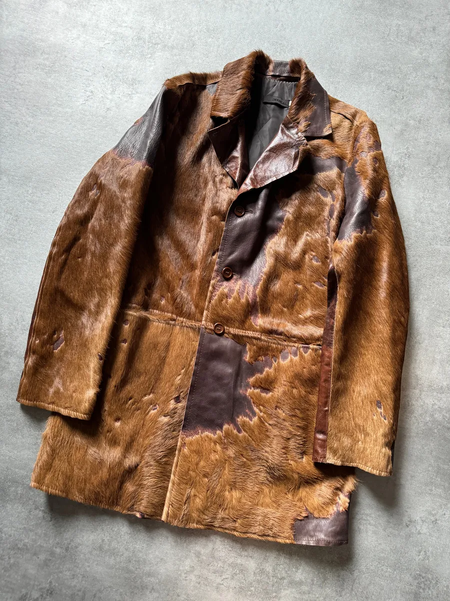 2000s Imperial Cowhide Brown Pony Hair Leather Jacket - Image 7