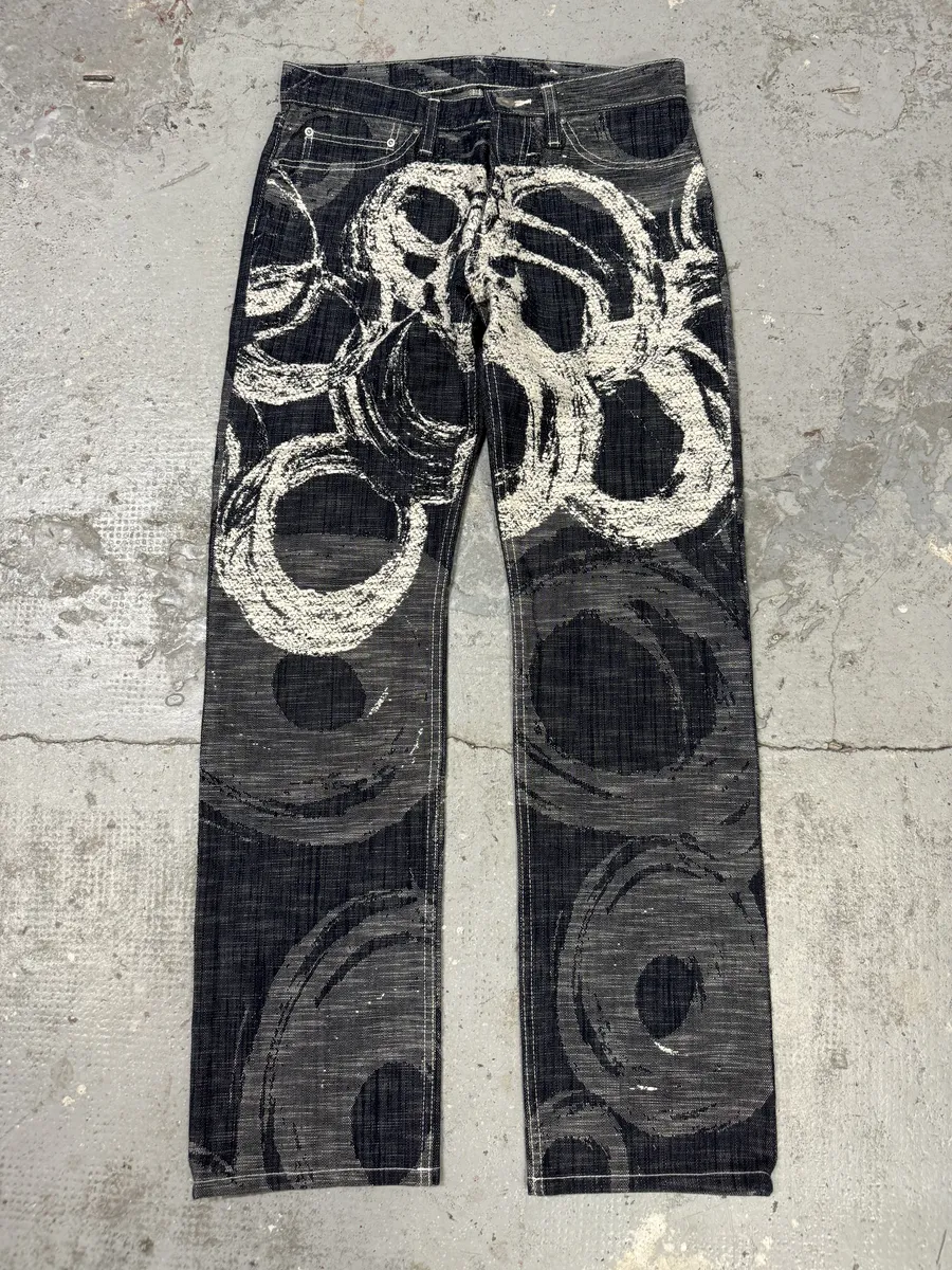 2000s Issey Miyake MEN Abstract Contemporary Relief Denim Jeans - Image 6