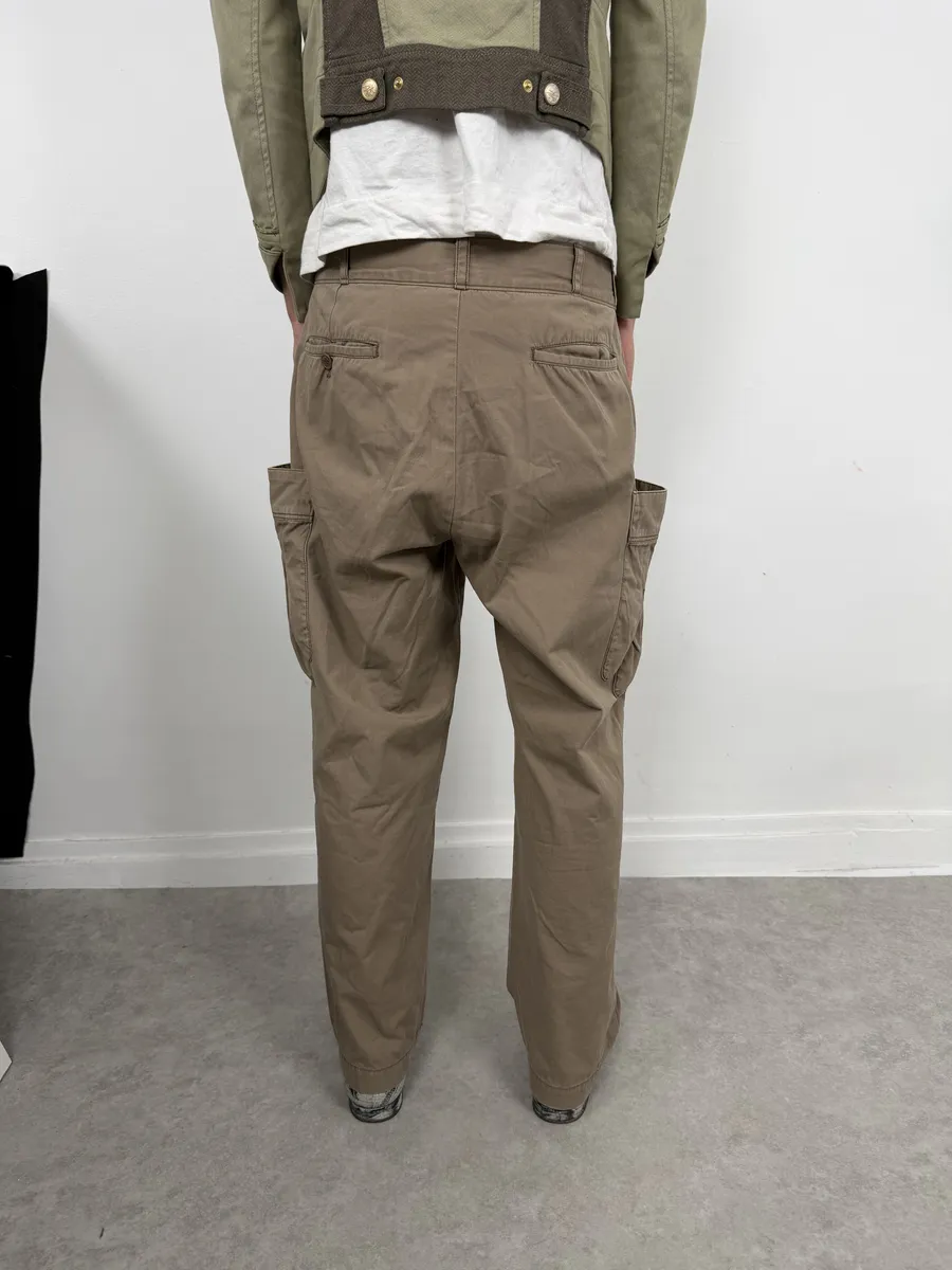 2000s Issey Miyake Ne-Net Gloves Pockets Beige Cargo Pants - Image 3