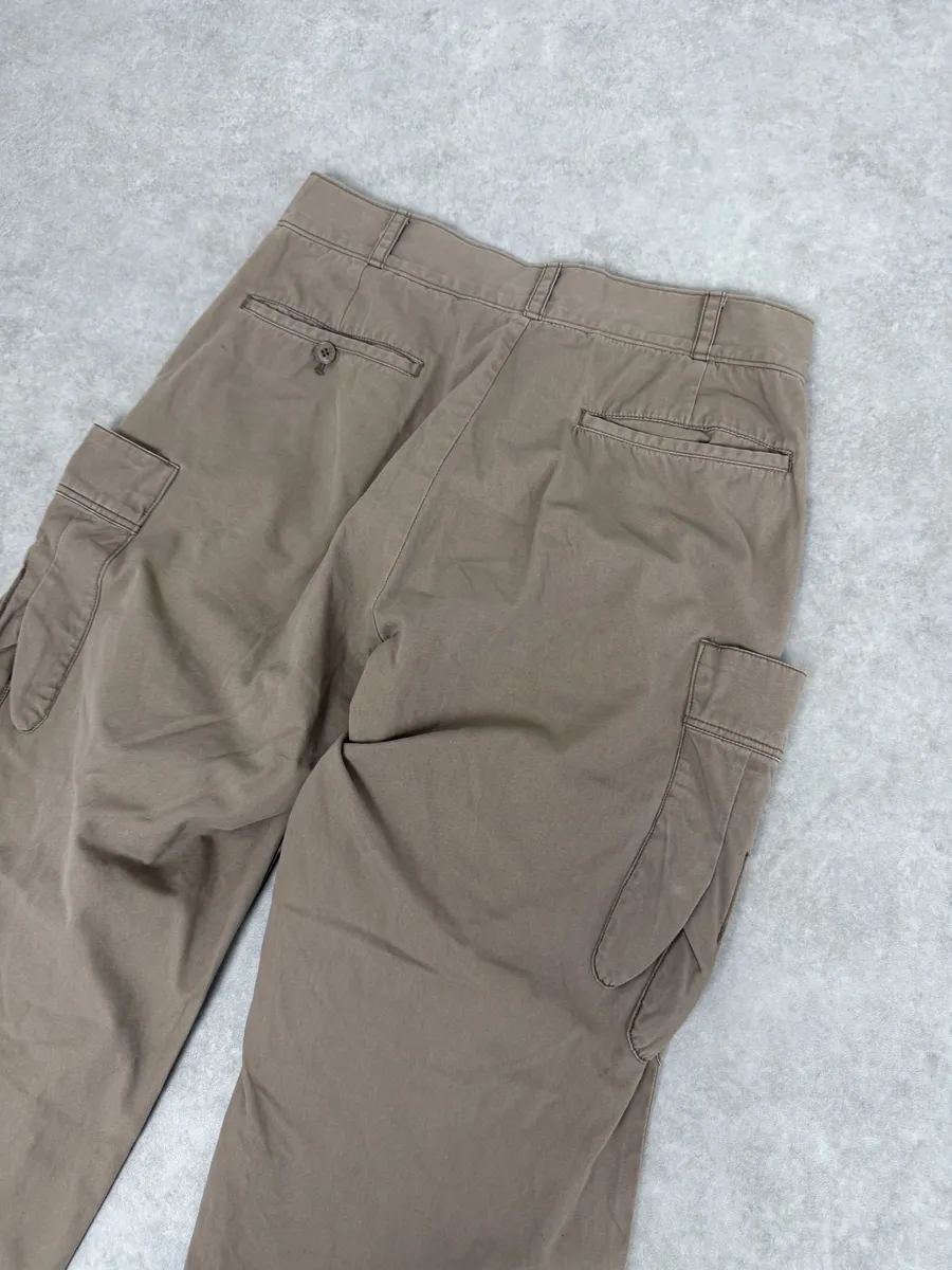 2000s Issey Miyake Ne-Net Gloves Pockets Beige Cargo Pants - Image 5