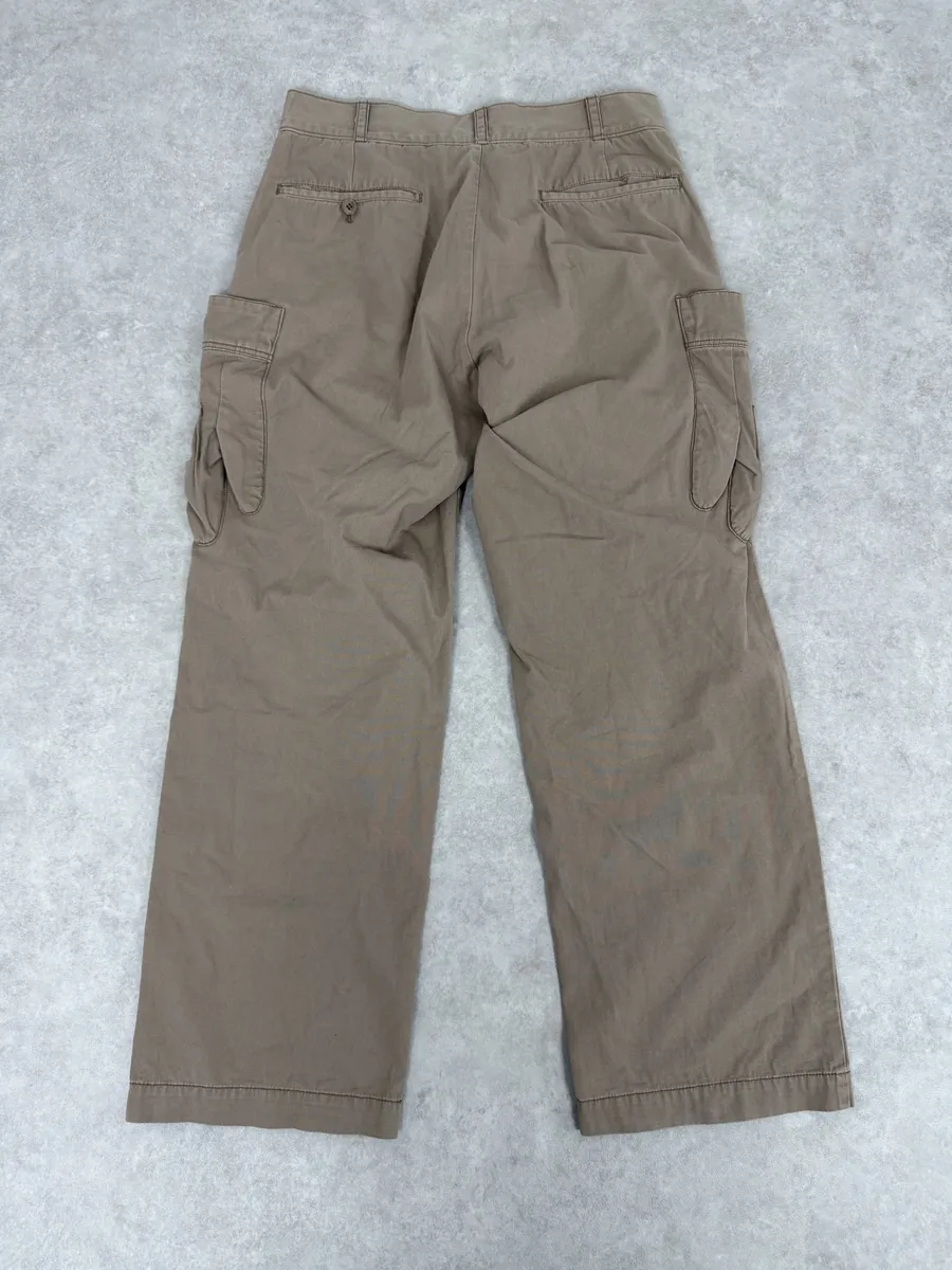 2000s Issey Miyake Ne-Net Gloves Pockets Beige Cargo Pants - Image 6