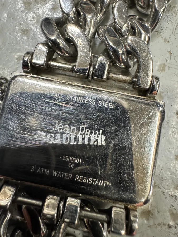2000s Jean Paul Gaultier 2 Chains Silver Steel Watch - Image 9