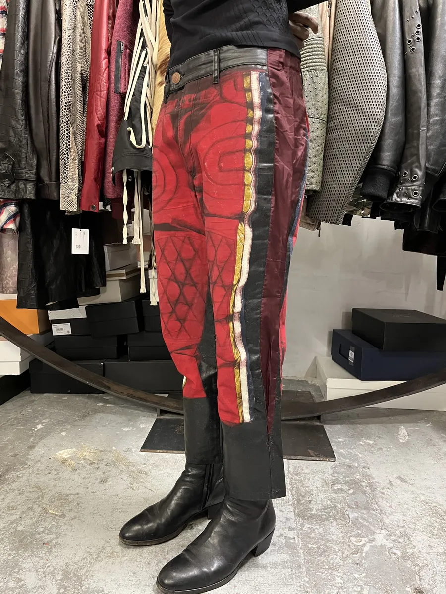 2000s Jean Paul Gaultier 3/4 Black & Red Trompe L’oeil Pants - Image 2