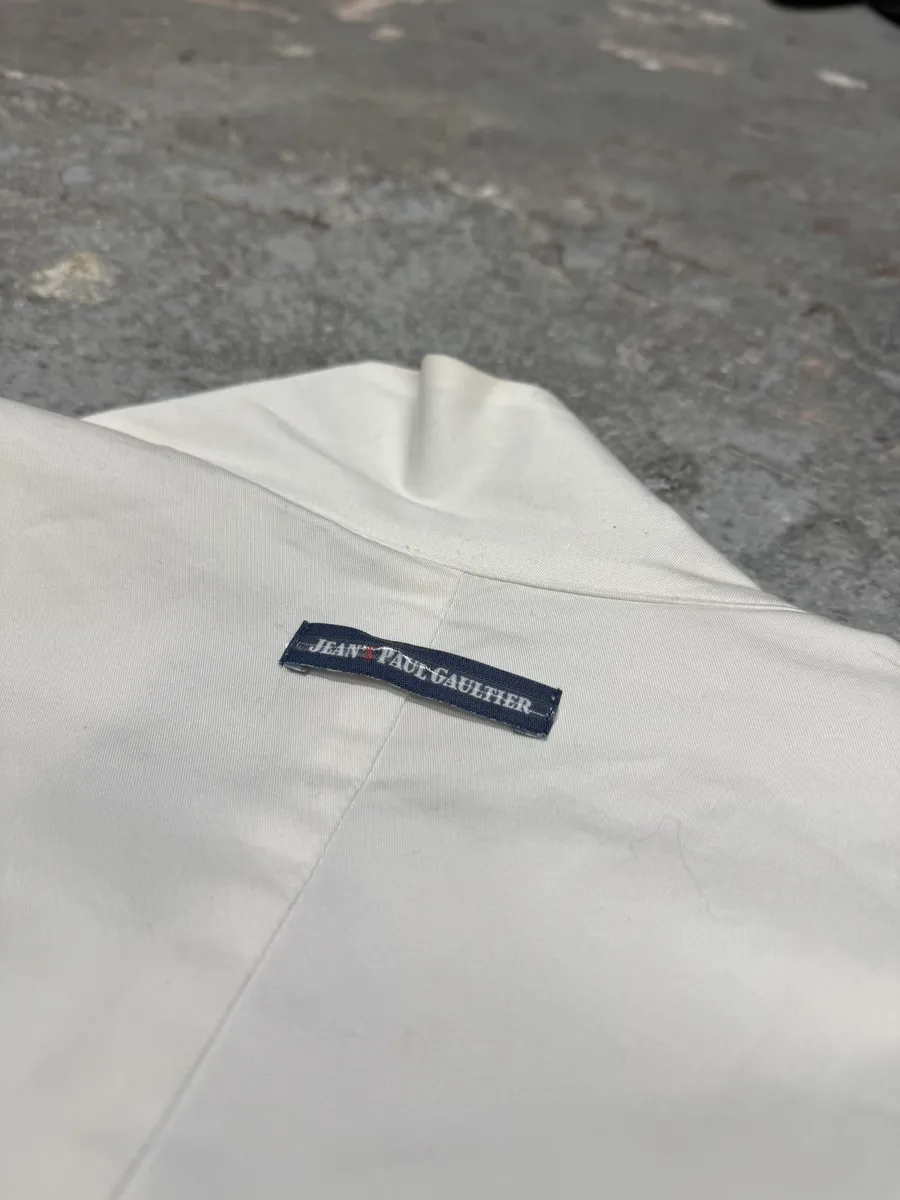 2000s Jean Paul Gaultier Asymmetrical Zip White Avant-Garde Jacket - Image 10