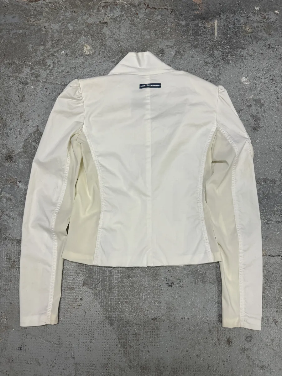 2000s Jean Paul Gaultier Asymmetrical Zip White Avant-Garde Jacket - Image 4