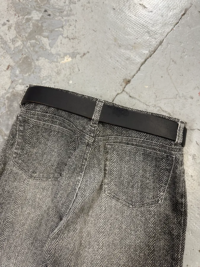 2000s Jean Paul Gaultier Axes Metal Buckle Black Leather Belt - Image 7