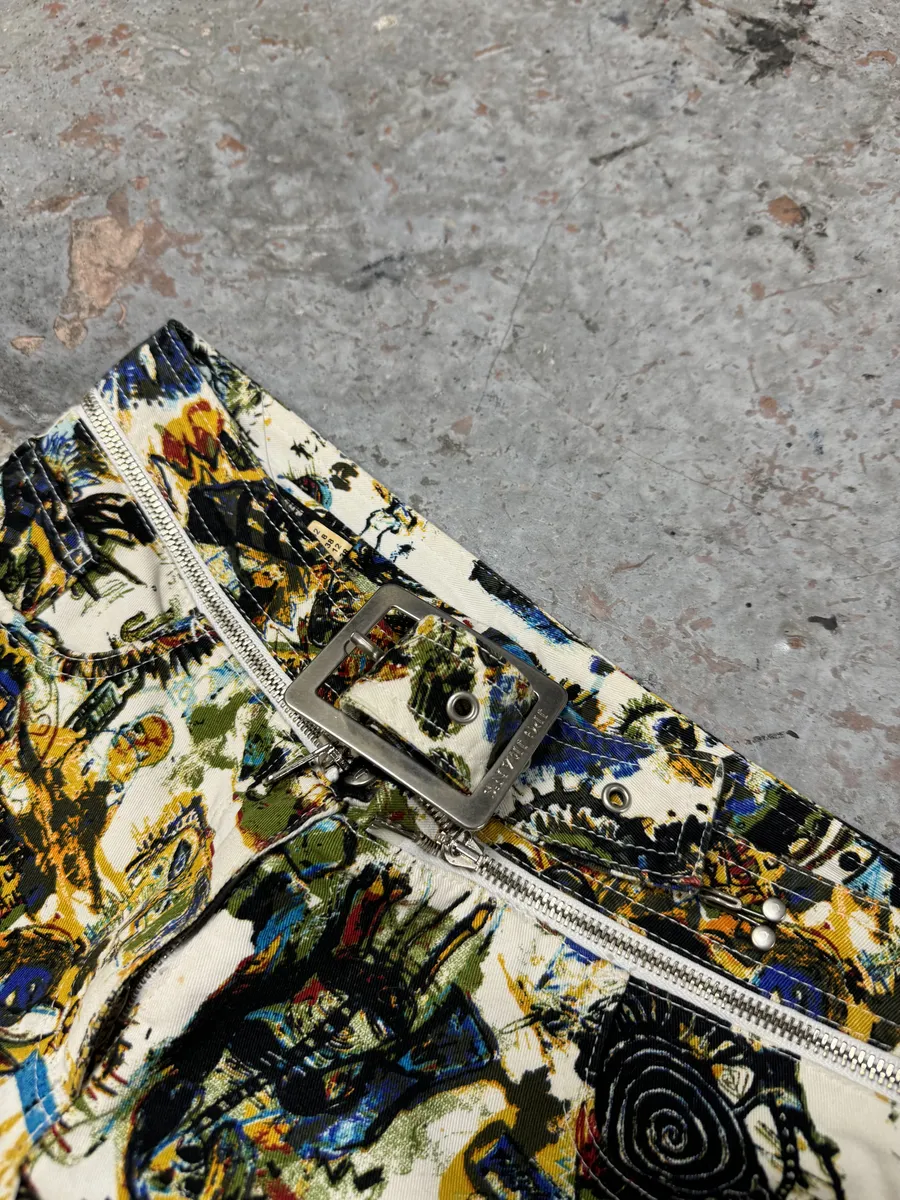 2000s Jean Paul Gaultier Basquiat Belted Abstract Human Body Pants - Image 8