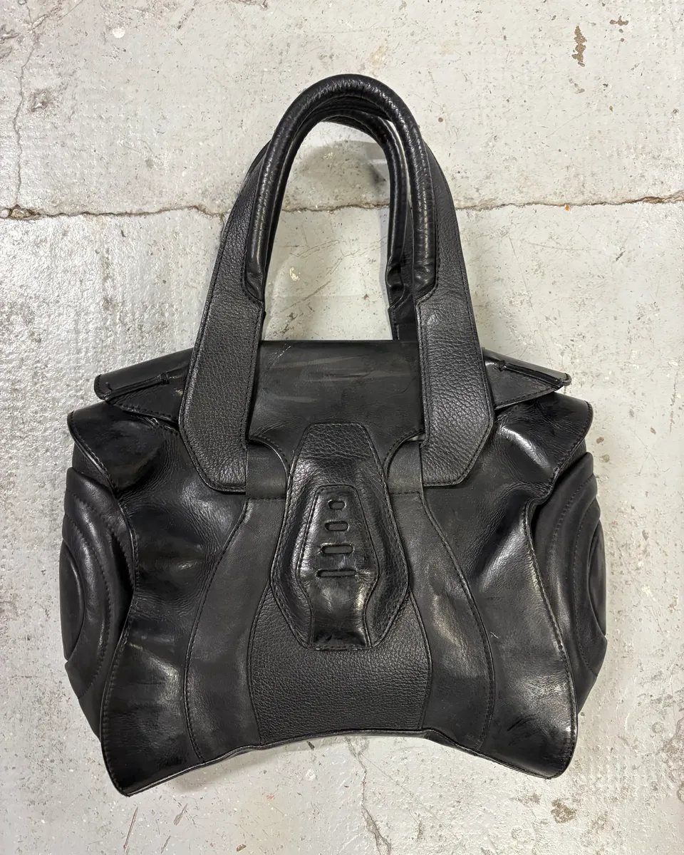 2000s Jean Paul Gaultier Black Ballistic Leather Bag