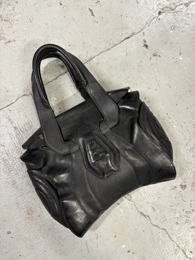 2000s Jean Paul Gaultier Black Ballistic Leather Bag - Image 3