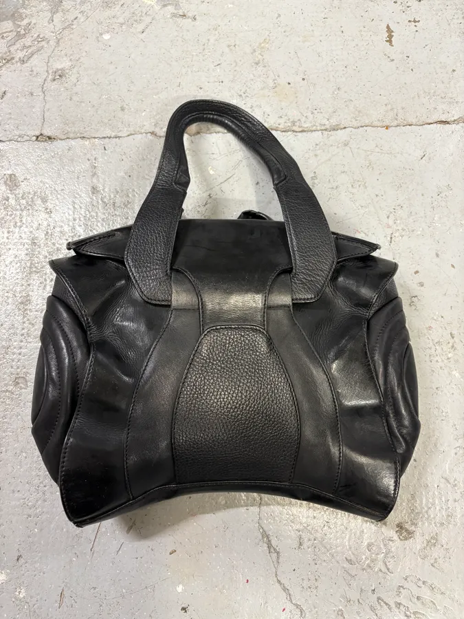 2000s Jean Paul Gaultier Black Ballistic Leather Bag - Image 4