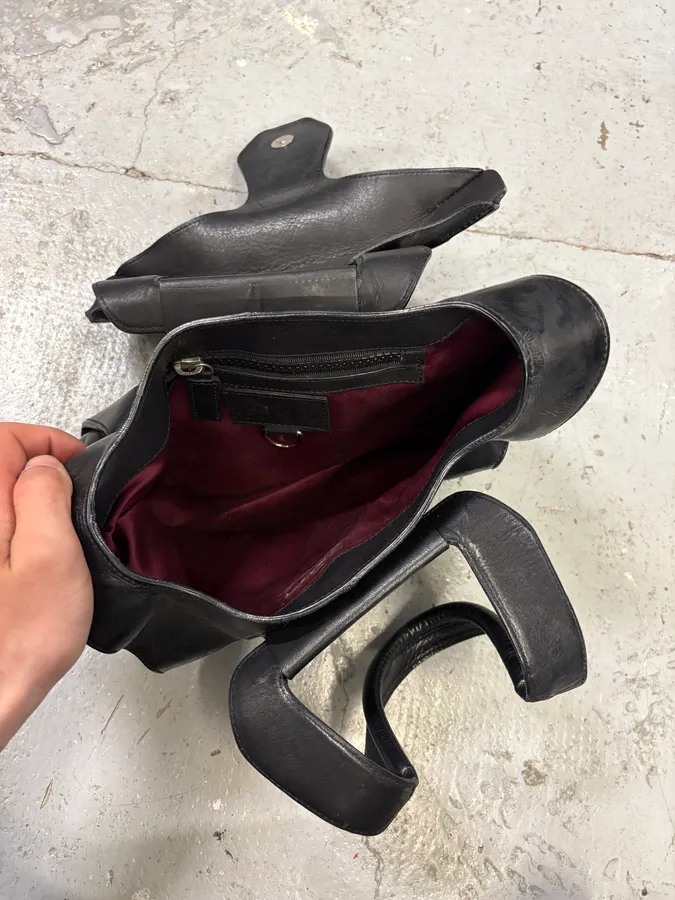 2000s Jean Paul Gaultier Black Ballistic Leather Bag - Image 6