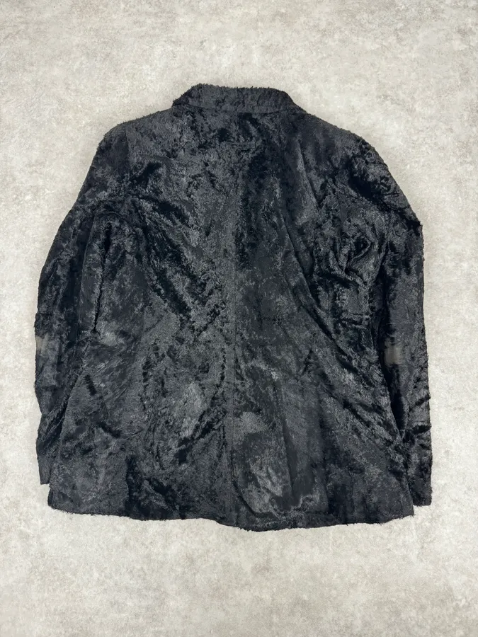 2000s Jean Paul Gaultier Black Fur Velvet Blazer Jacket - Image 4